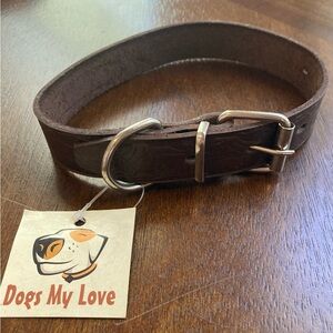 NWT Dogs My Love Brown Leather Tooled Adjustable Collar